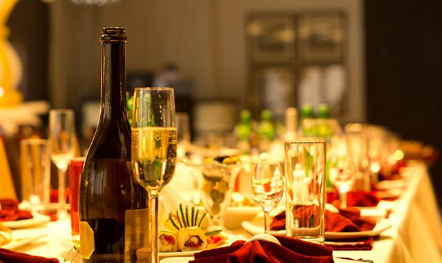 Champagne on a formal dinner table