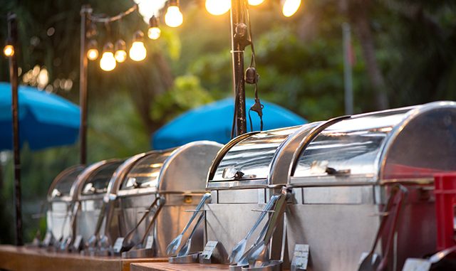 catering buffet food party outdoors in garden.